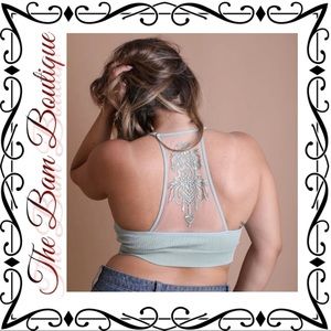 Plus Size Tattoo Mesh Racerback Bralette